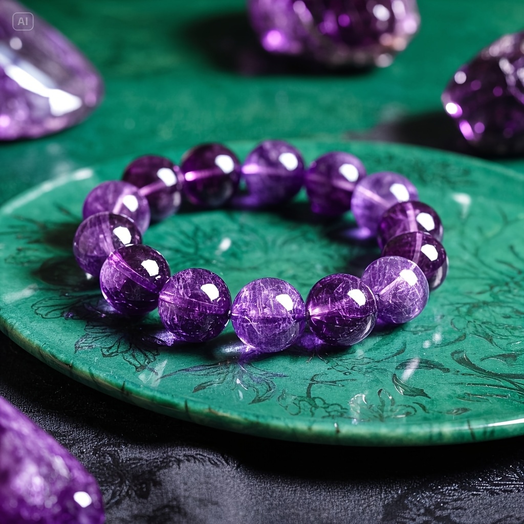 Natural Amethyst Bracelet 10mm Beads